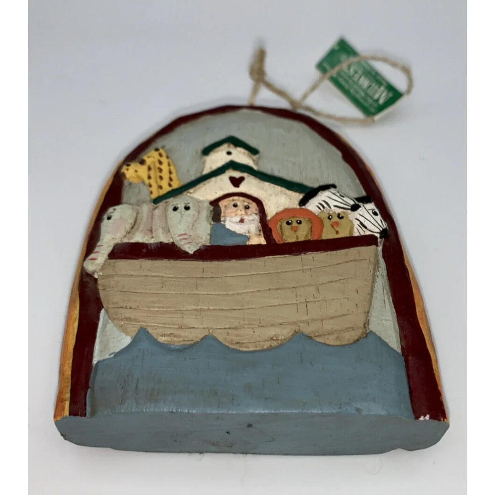 New Vtg NOAHS ARK Animals RAINBOW Christmas Ornament Country Farmhouse Primitive